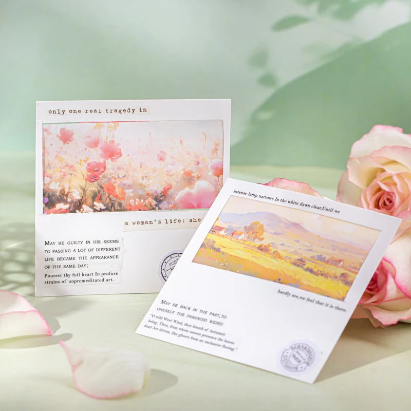 JIANQI 30pcs Beautiful scenery Stickers Long strip landscape Decor handmade Scrapbooking Material Diary Album Craft Supplies