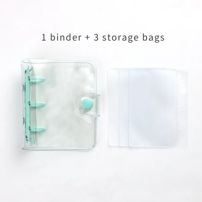 JIANWU Cute Mini 3 Ring Loose-leaf Book Transparent Portable Student Journal Binder Notebook Kawaii Stationery School Supplies