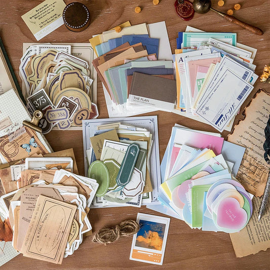 100pcs Vintage Notes Collection Series Memo Pad Decorative Stationery Scrapbooking Diary Album Lable Retro Material Paper Card