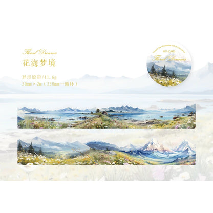 JIANQI 30mm*2m To The Mountains and Sea Series Vintage Landscape Collage Material PET Tape Creative DIY Journal Stationery