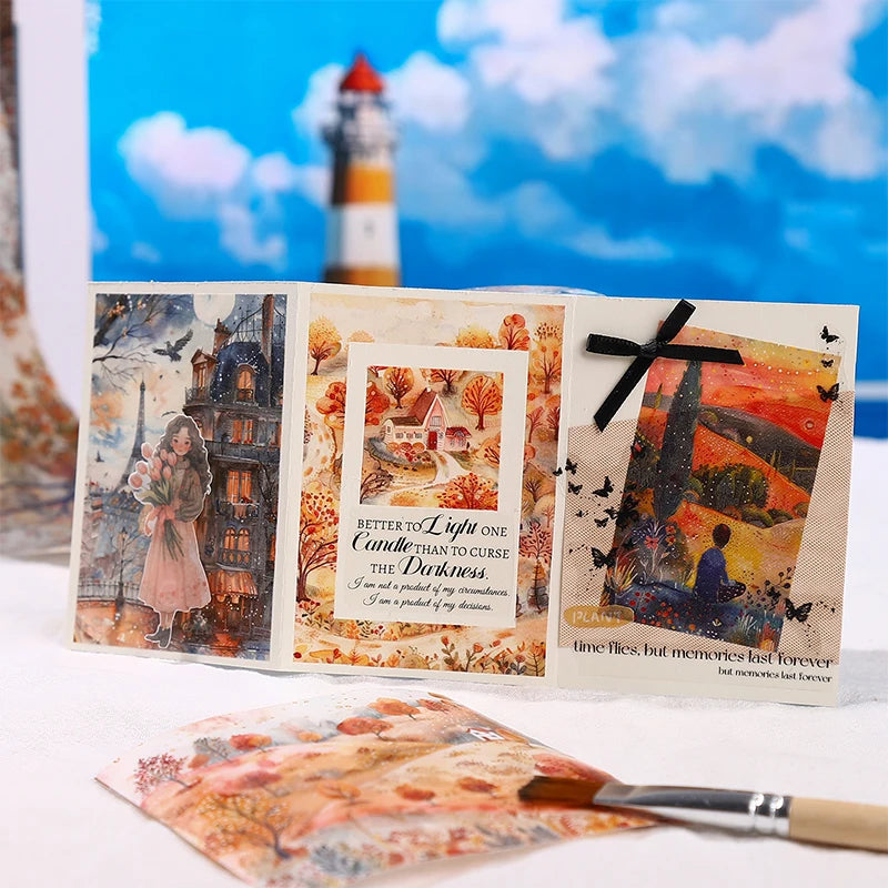 JIANQI 2M/Roll Large size Landscape Tape DIY Scrapbooking Junk Journal Creative Aesthetic Stationery Planner Deco Diary Stickers