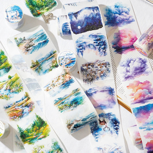 JIANQI 70mm*2m Beautiful scenery series tape PET Material Scrapbooking Stickers Stationery Supplies Decorative DIY Sticker
