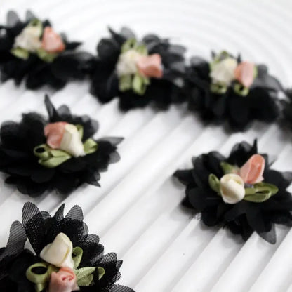 10Pcs/Lot Handmade Chiffon Flower Lace Accessories for DIY Wedding Decoration