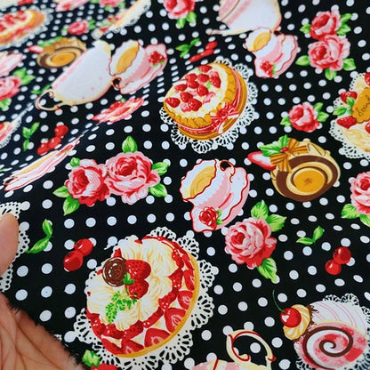 140x50cm 40s Cotton Dessert Cake Fabric Pastry Layout Background Cloth Children's ing Pajamas Dress Handmade