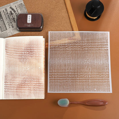 JIANWU Red Brick Honeycomb Fish Scale Graphic Plastic Masking Panel Material Stamp Creative DIY Student Supplies Stationery