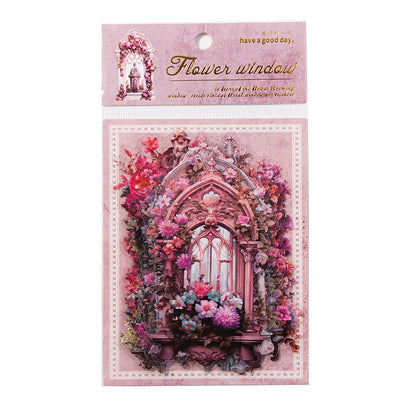 JIANQI 10pcs/pack Flowers Window Sticker PET Materials Collage Junk Journal DIY Scrapbooking Supplies Aesthetics Decor Sticker