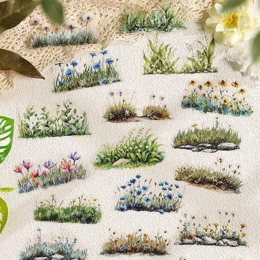JIANQI 20pcs/pack Plants flower clusters Stickers Junk Journal Creative Stationery DIY Deco Stickers Scrapbooking Supplies