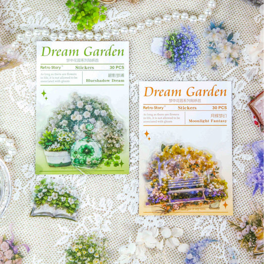 JIANQI 30pcs PET Materials Garden Flowers Sticker DIY Scrapbook Collage Supplies Creative Decor Stationery Aesthetics Stickers