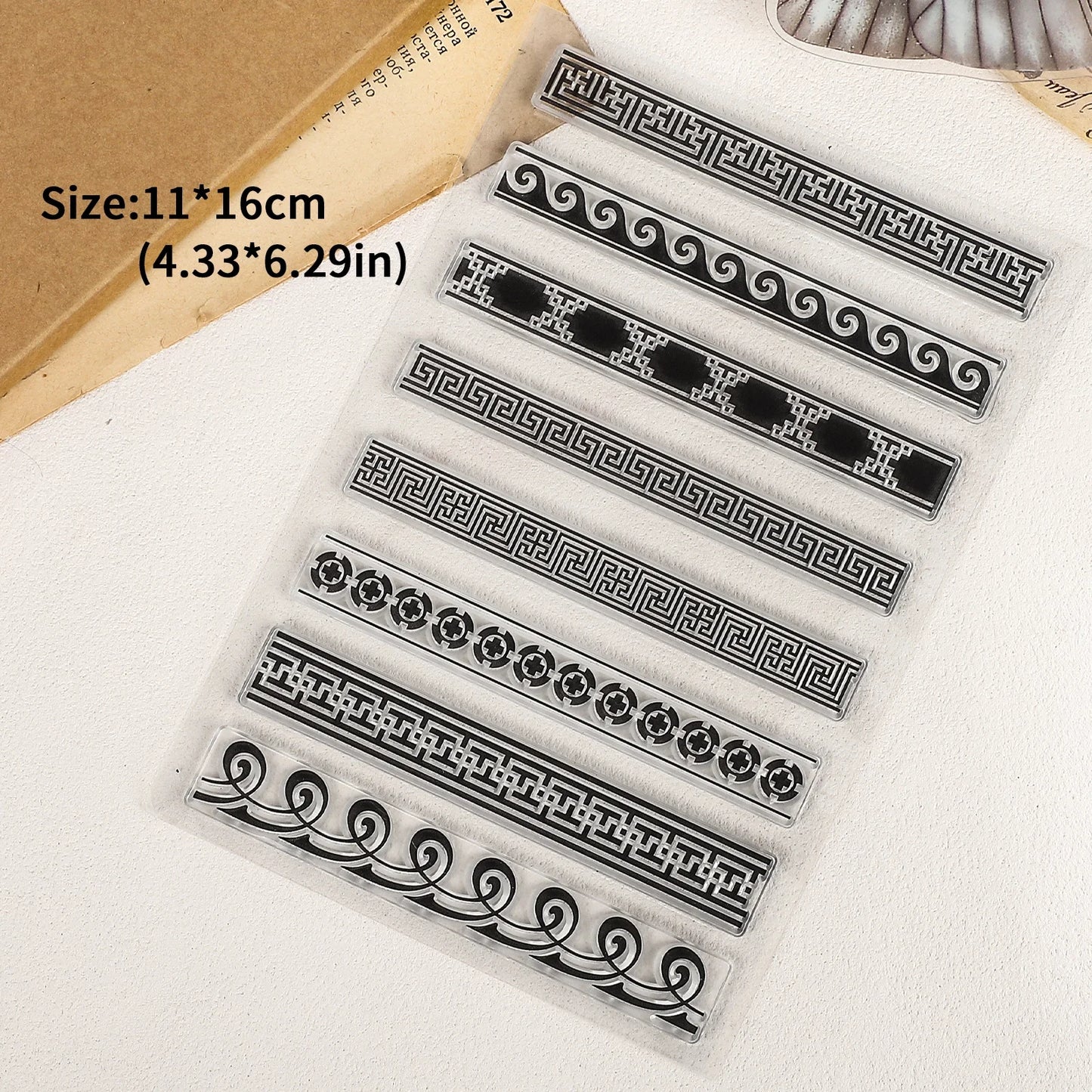 JIANWU Vintage Wave Lace Pattern Landscape Material Collage Silicone Stamp Creative DIY Journal Student Supplies Stationery
