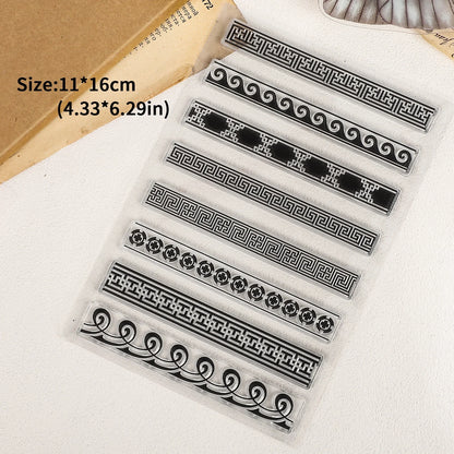 JIANWU Vintage Wave Lace Pattern Landscape Material Collage Silicone Stamp Creative DIY Journal Student Supplies Stationery