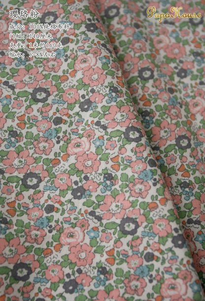 145x50cm Pastoral Floral Poplin Cotton Fabric DIY Children's Wear Cloth Make Bedding Quilt Decoration Home