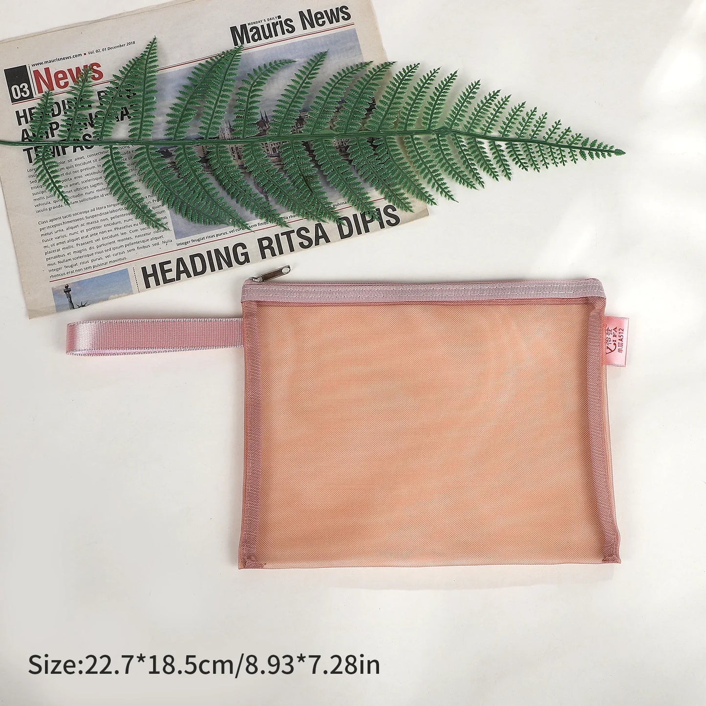 JIANWU Morandi Color Translucent Test Paper Storage Bag Mesh Pencil Case Creative Journal Material Student Supplies Stationery