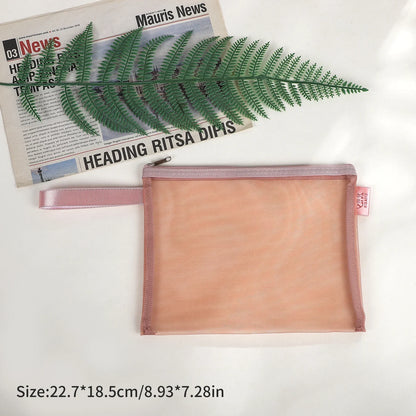 JIANWU Morandi Color Translucent Test Paper Storage Bag Mesh Pencil Case Creative Journal Material Student Supplies Stationery