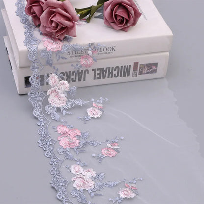 1 Yard Pink Embroidery Decoration Lace Fabric Lace Clothing Accessories Decoration Doll Dress 10CM Wide