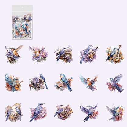JIANQI 30pcs/pack PET Bird Theme Stickers DIY Scrapbooking Art Collage Photo Album Planner Decor Materials Sticker Stationery