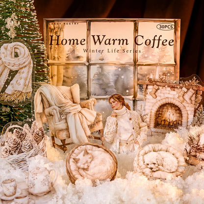 JIANQI 30pcs Winter Life Stickers Aesthetic Landscape Decorative Scrapbooking Diary Album Collage material junk journal supplies