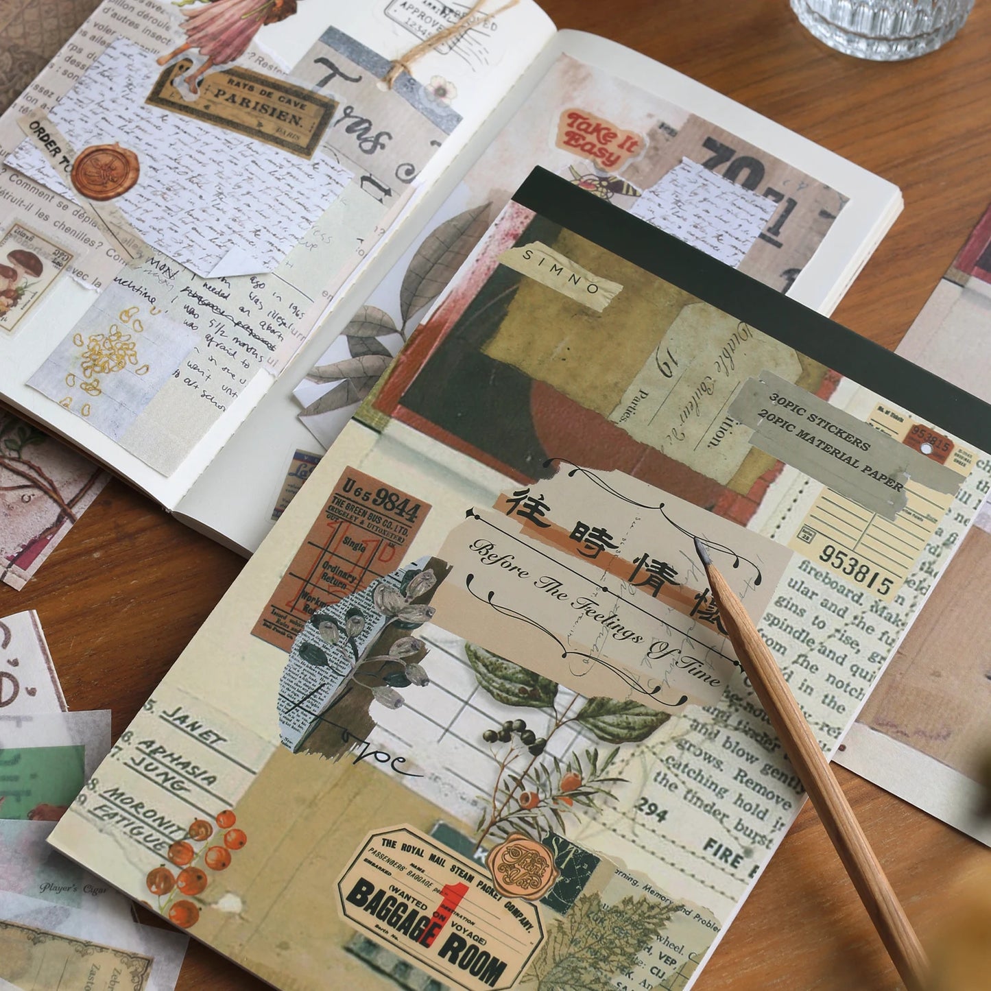 JIANQI 50 pcs Material Paper Sticker Sets Diy Scrapbooking junk journal Hand made Planner Collage material Craft Supplies