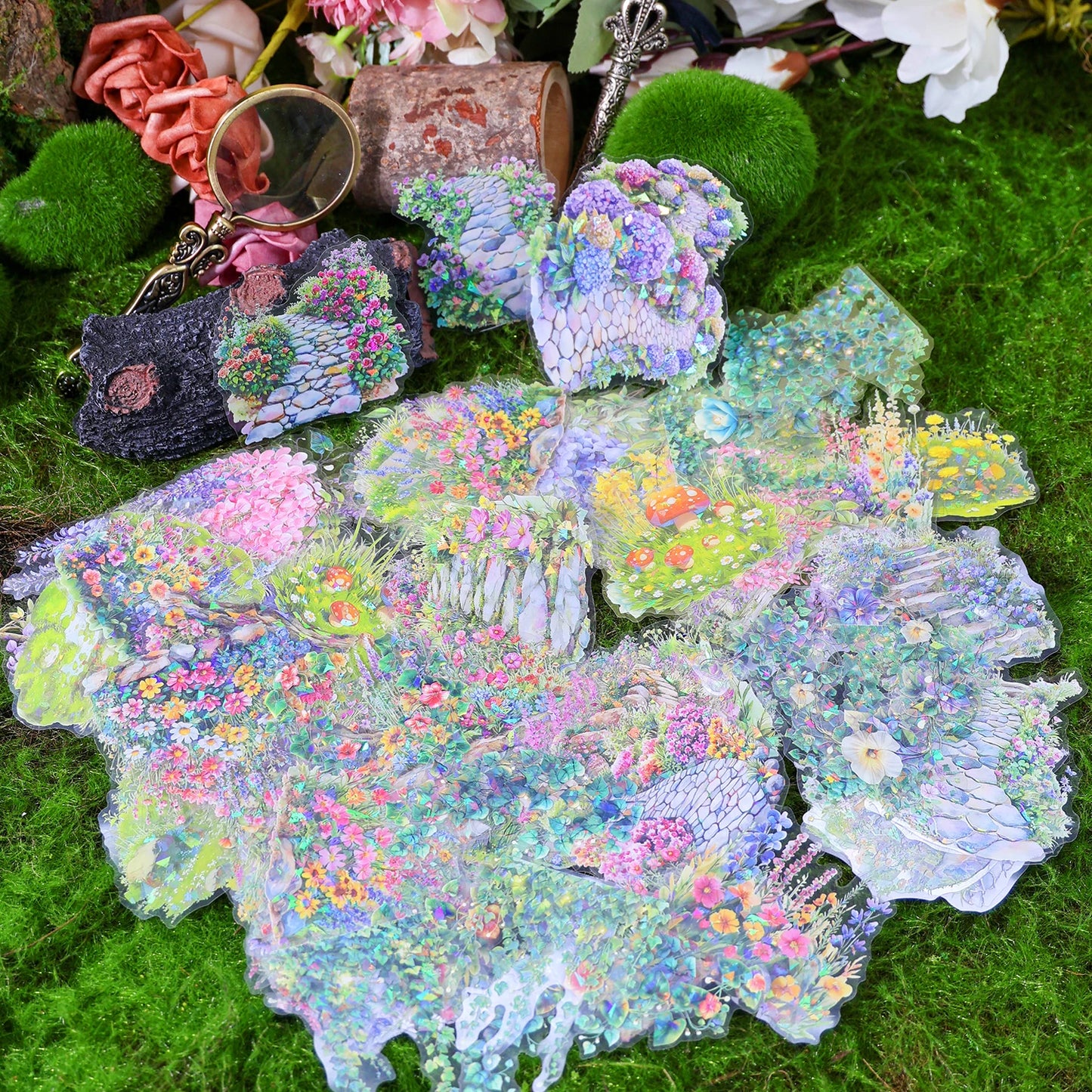 20pcs Plants Flowers Landscape PET Sticker natural scenery Junk Journal DIY Scrapbooking Supplies Collage Stationery Stickers