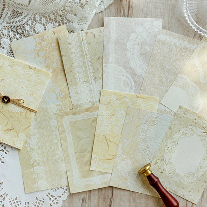 JIANQI 30pcs Vintage Material paper Lace paper Scrapbook Materials DIY Photo Album Collage Journal Creative Stationery supplies