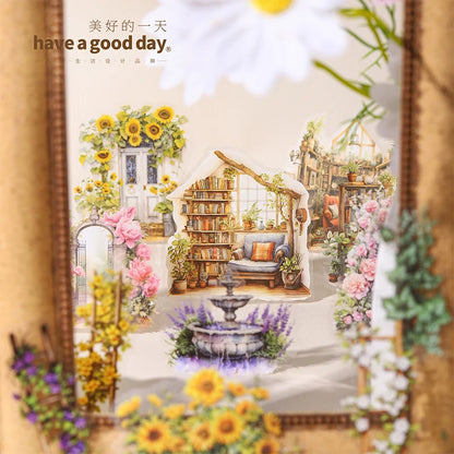 JIANQI 30 pcs Garden corner Decorative PVC Flowers Stickers Scrapbooking Label Diary Stationery Album Phone Cup Journal Planner