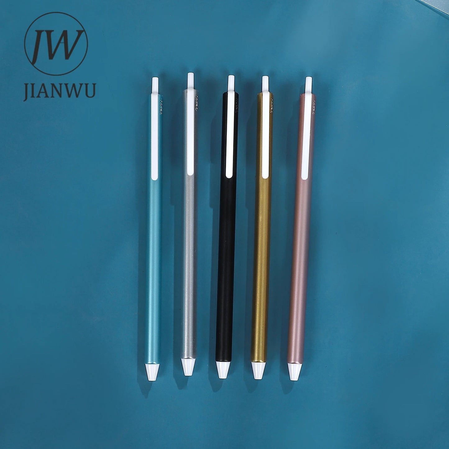 JIANWU 5 Pcs/set Vintage Triangle Rod 0.5mm Black Quick Drying Press Gel Pen Set  Creative Journal Student Supplies Stationery