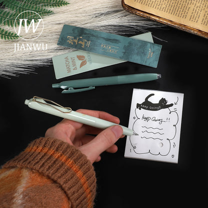 JIANWU 2 Pcs/set Wangshan Matcha Mint Press Gel Pen Set 0.5mm Black Quick-drying Creative Journal Student Supplies Stationery