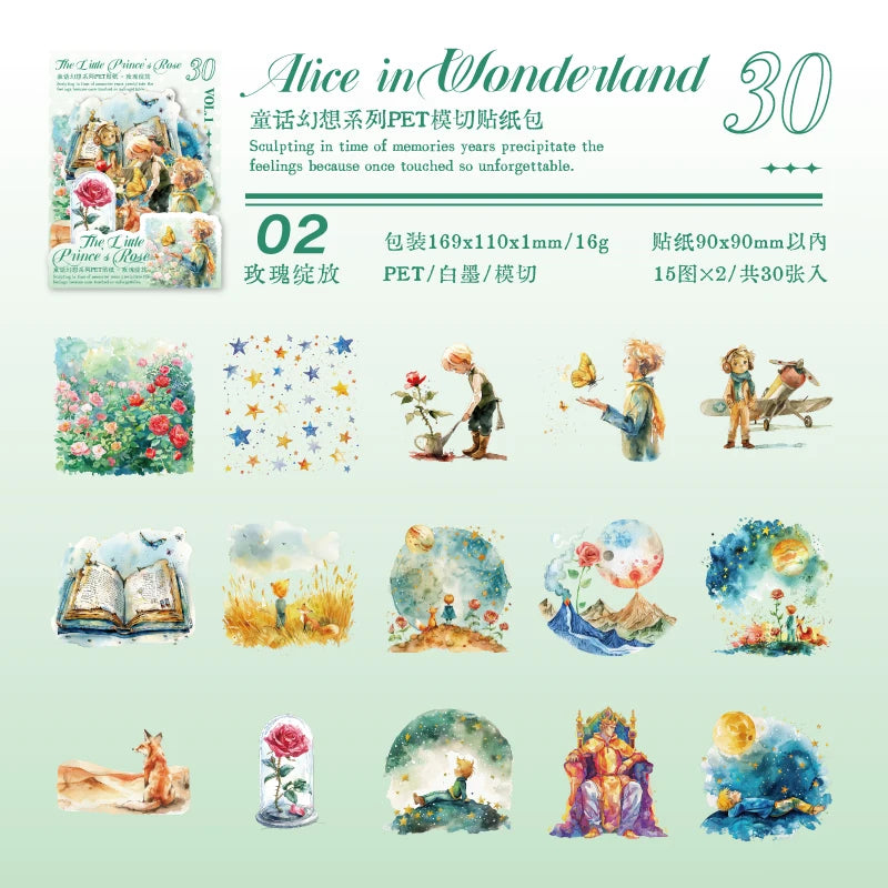 JIANQI 30 pcs Fairy Tale Fantasy PET Stickers aesthetic Stick Labels Decor Scrapbooking material hand made junk journal supplies