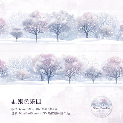 JIANQI 50mm*2m PET Winter snow scenery Tapes Decorative collage Adhesive Diy Scrapbooking hand made Masking tape Sticker