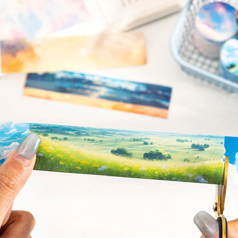 JIANQI 30mm*2m Sky and Sea landscape Tapes DIY Scrapbooking Decor Photo Album Collage Journalling Materials Stickers