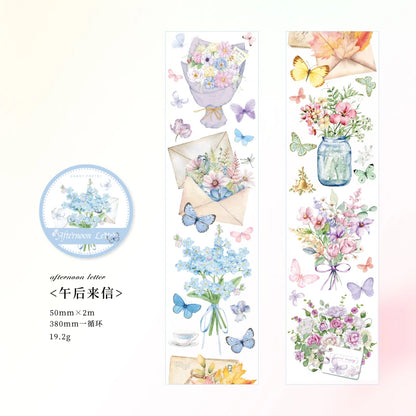 JIANQI 50mm*2m Scrapbook Decor Adhesive Tape Heartbeat Flower Shop Tapes Masking Tapes stickers Aesthetic Stationery Supplies