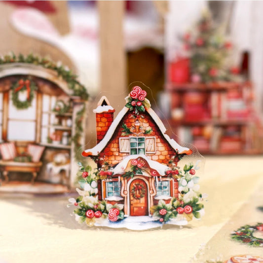 JIANQI 6pcs/pack Christmas Forest Landscape Stickers PET Materials Collage Stationery Decor Diary DIY Scrapbooking supplies