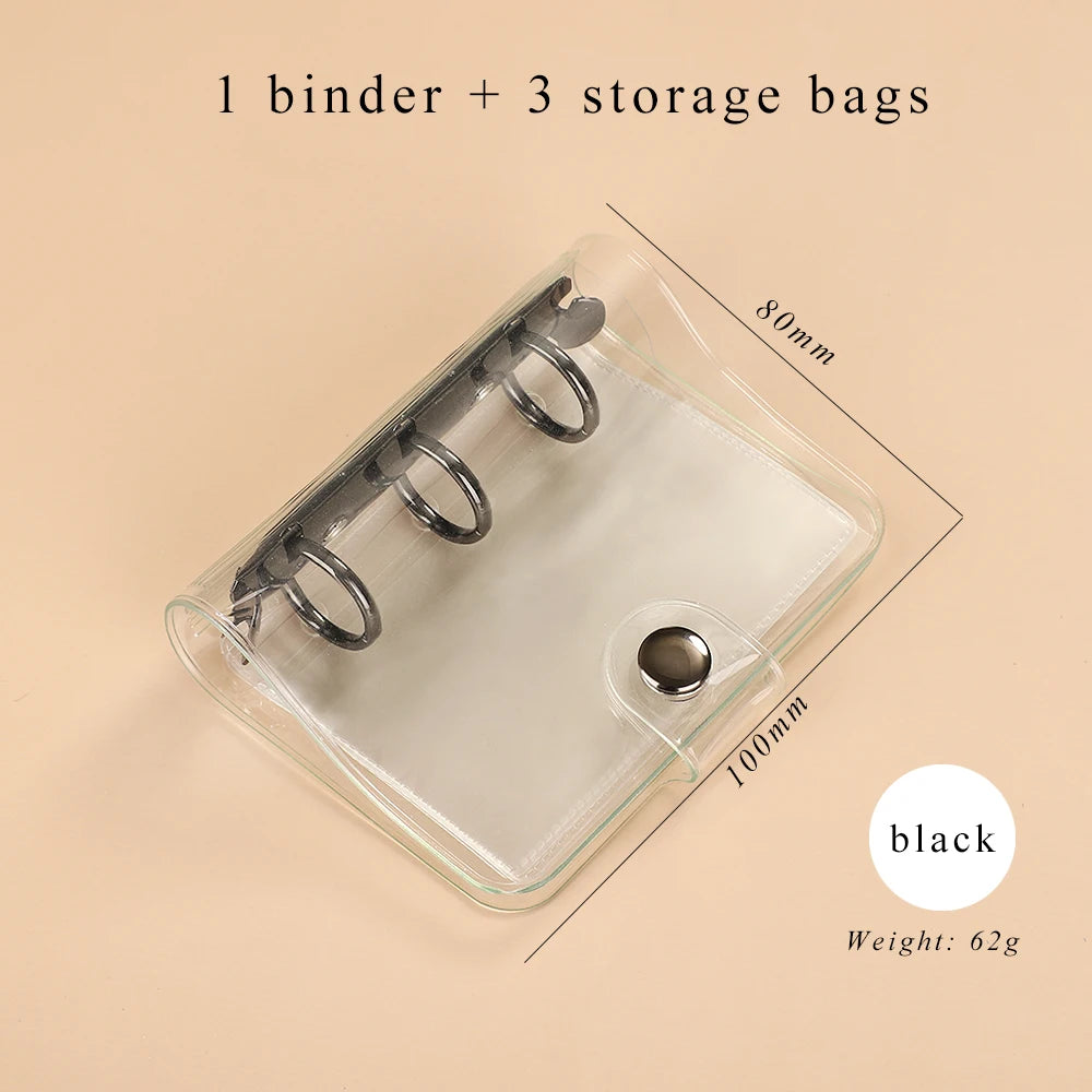 JIANWU Cute Mini 3 Ring Loose-leaf Book Transparent Portable Student Journal Binder Notebook Kawaii Stationery School Supplies