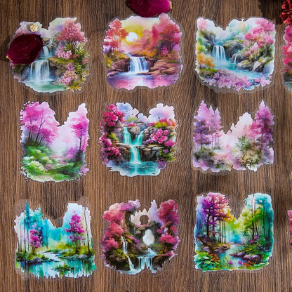 JIANQI 30sheets Ins Landscape Material Stickers Scrapbooking Junk Journal Creative Stationery DIY Deco Stickers School Supplies