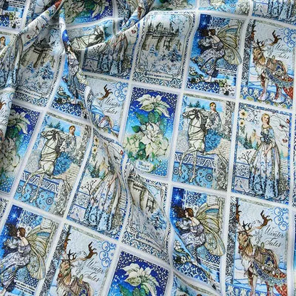 Newspaper Fabric Map Retro Vintage Digital Printed for Handmade DIY Sewing Accessories