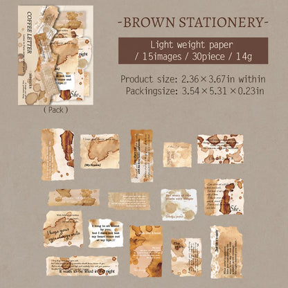 JIANQI 30 Sheets kraft paper Stickers Letter to Paris Decorative handmade Scrapbooking Material Diary Album Craft Supplies