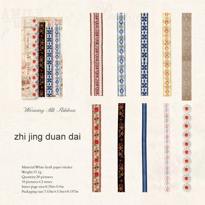 JIANWU Handmade Gallery Series Vintage Lace Flower Bow Landscape Material Collage Strip Sticker Creative DIY Journal Stationery