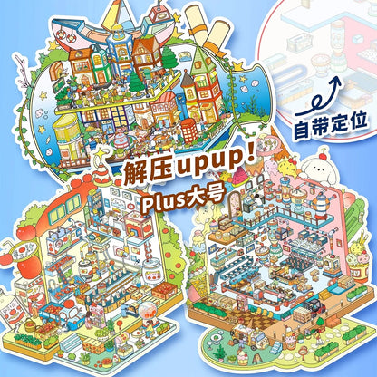 Large size Beautiful house Cabin Scene DIY Sticker Highly Playable Sticker Stacking Pasting Festival Birthday Gift for Kid Child
