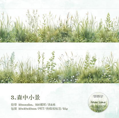 50mm*2m PET Grass Plant landscaping Tapes Stickers Scrapbooking Hand Account Adhesive hand made Diy Junk Journal Craft Supplies