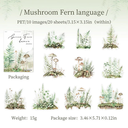 JIANQI Plant Sticker pack 20pcs Natural plants Transparent Waterproof Grass hand account Decoration Scrapbooking supplies