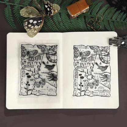 JIANWUVintage Butterfly Flower Label Character Landscape Material Collage Transparent Silicone Stamp Creative Journal Stationery