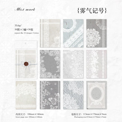 JIANQI 30pcs Vintage Material paper Lace paper Scrapbook Materials DIY Photo Album Collage Journal Creative Stationery supplies