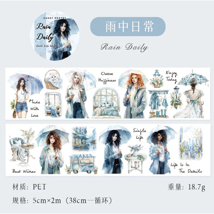 JIANQI 5cm*2m Girl's Daily Life Tapes Decor Junk Journal DIY Scrapbooking School Supplies Collage Stationery Tapes