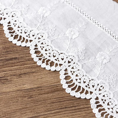 1 Yard White Embroidery Flower Cotton Lace Fabric DIY Clothing Dress Skirt Curtain Handmade Sewing Trim Accessories Crafts