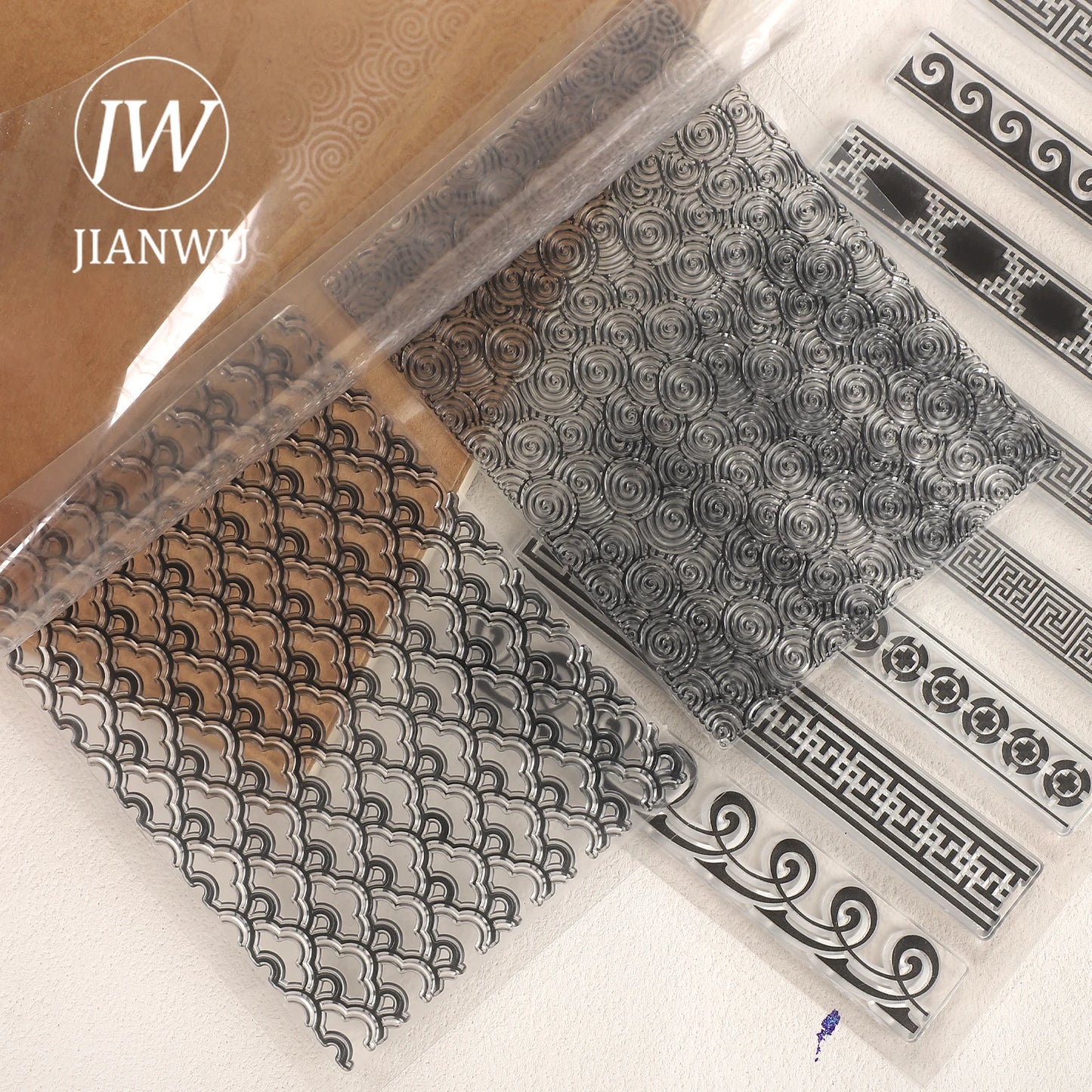 JIANWU Vintage Wave Lace Pattern Landscape Material Collage Silicone Stamp Creative DIY Journal Student Supplies Stationery