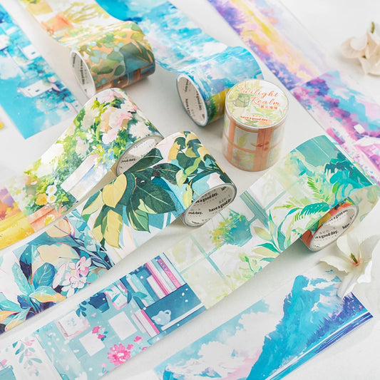 JIANQI 45mm*2m Beautiful scenery Tapes DIY Scrapbooking Decor Photo Album Collage Junk Journal Materials Aesthetics Stickers