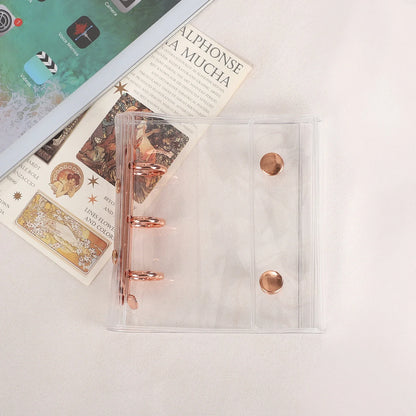 JIANWU Double Buckle A8Mini 3-hole Transparent Loose Leaf Material Storage Notebook Creative Journal Student Supplies Stationery