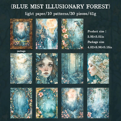 JIANQI 30 pcs Forest fantasy Series Material paper Decorative paper Diy Diary Album Scrapbooking Material Junk Journal Supplie