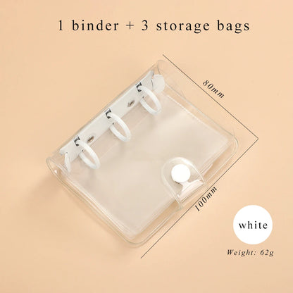 JIANWU Cute Mini 3 Ring Loose-leaf Book Transparent Portable Student Journal Binder Notebook Kawaii Stationery School Supplies