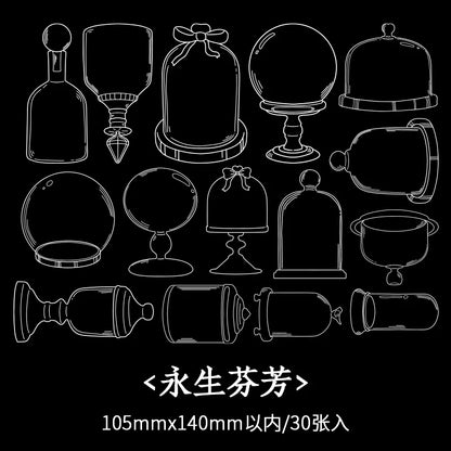 JIANQI 30 sheets Glass Bottle Shape Sticker Scrapbooking Art DIY Crafts Transparent Dried Flower Bookmarks Decor scrapbooking