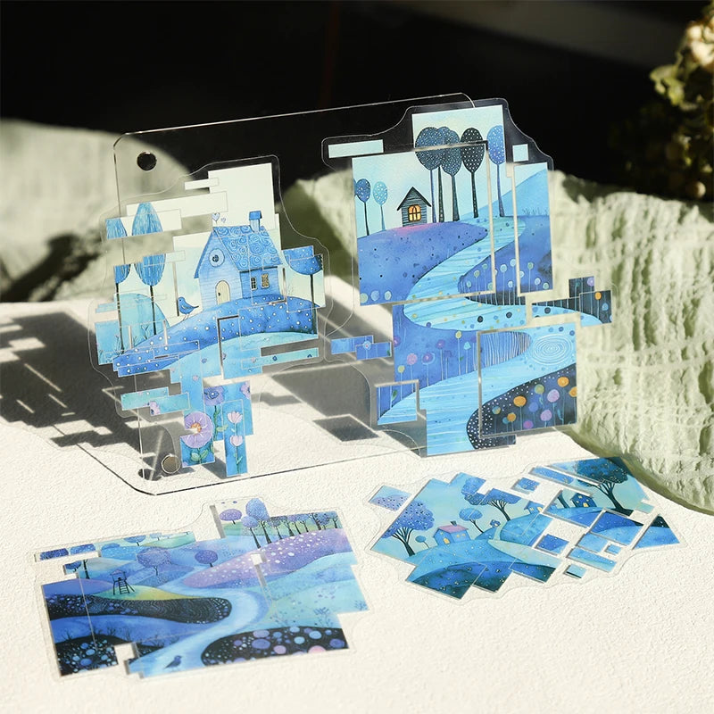 JIANQI 10 Pcs PET Transparent Stickers Decorative Decals For Scrapbooking Sticker Pack Labels Junk Journal Supplies stationery